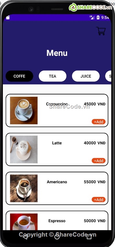 Android coffee,quản lý coffee,Code order nước uống,quản lý cafe